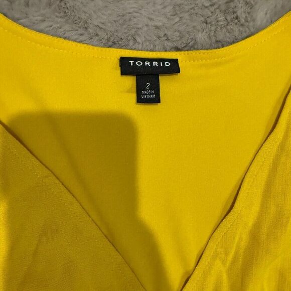 Torrid Maxi Rayon‎ Slub Surplice Wrap Dress Sulphur Plus Size 2X Boho Relax - Picture 6 of 13